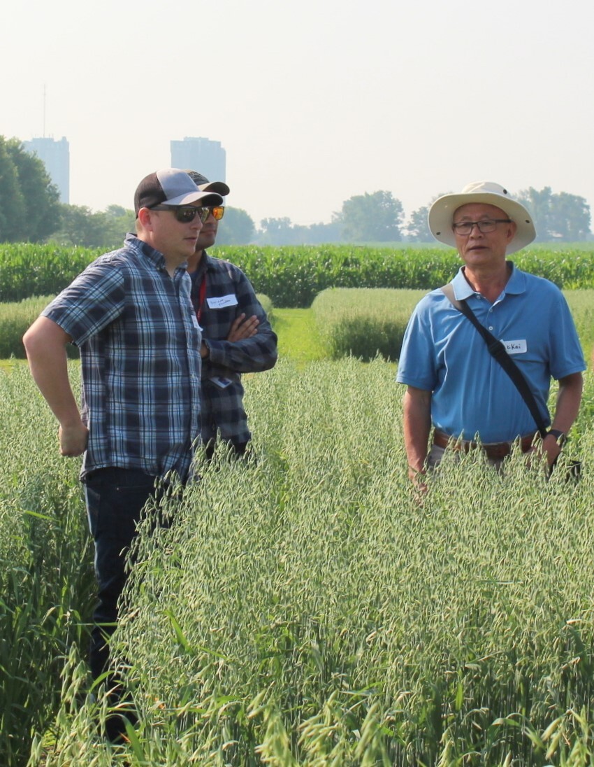Weikai and team at a field